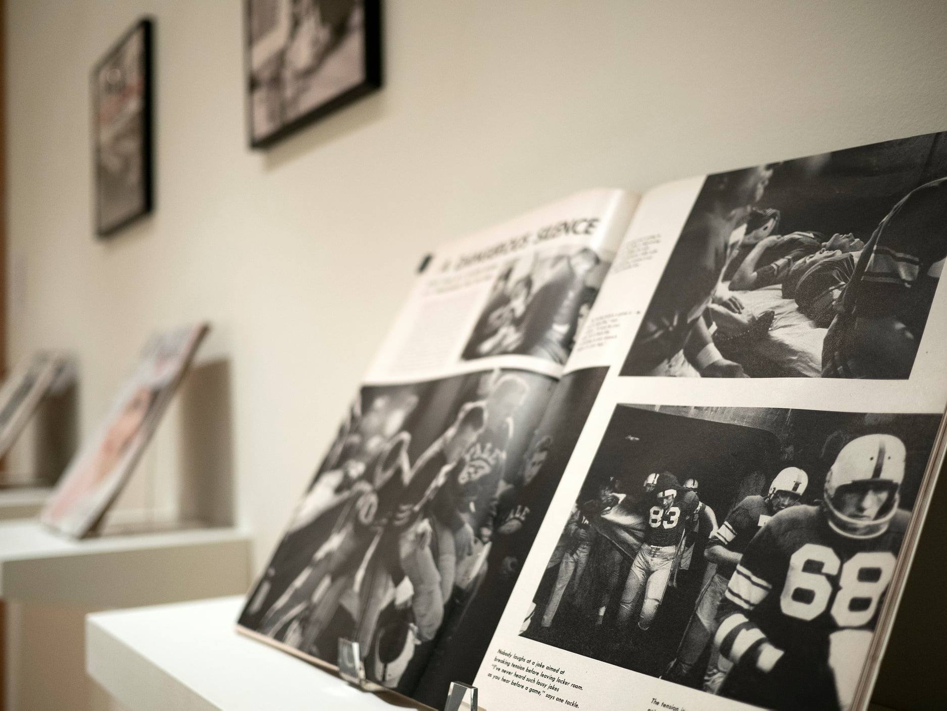 Close up of a book being displayed.