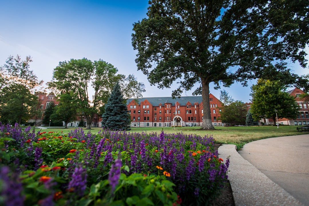 Campus view in evening.